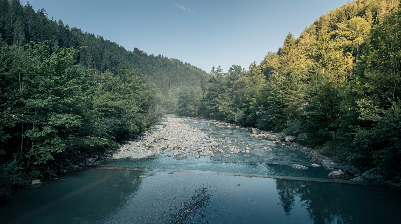 Alpine river valley